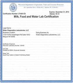 Wisconsin Certified Water Testing Laboratory